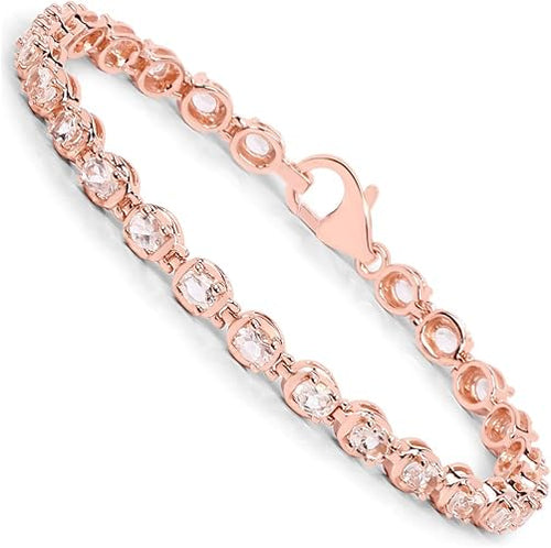 Fine Color Jewels Morganite Tennis Gemstone Accent Bracelet Sterling Silver, oval shape, prong setting, box with tongue & safety closure, classic design, tennis style