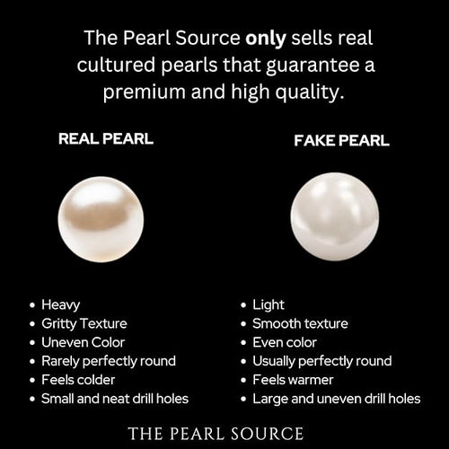 The Pearl Source Real White Freshwater Pearl Necklace for Women, AAAA Grade Genuine Cultured Freshwater Pearls, Naturally Round Pearl Jewelry, Classic Fine Jewelry Gift for Women