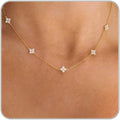 Dainty Silver Gold Necklaces for Women Cute Station Choker Simulated Diamond Necklace Simple Layering CZ Necklace Trendy Jewelry Gifts